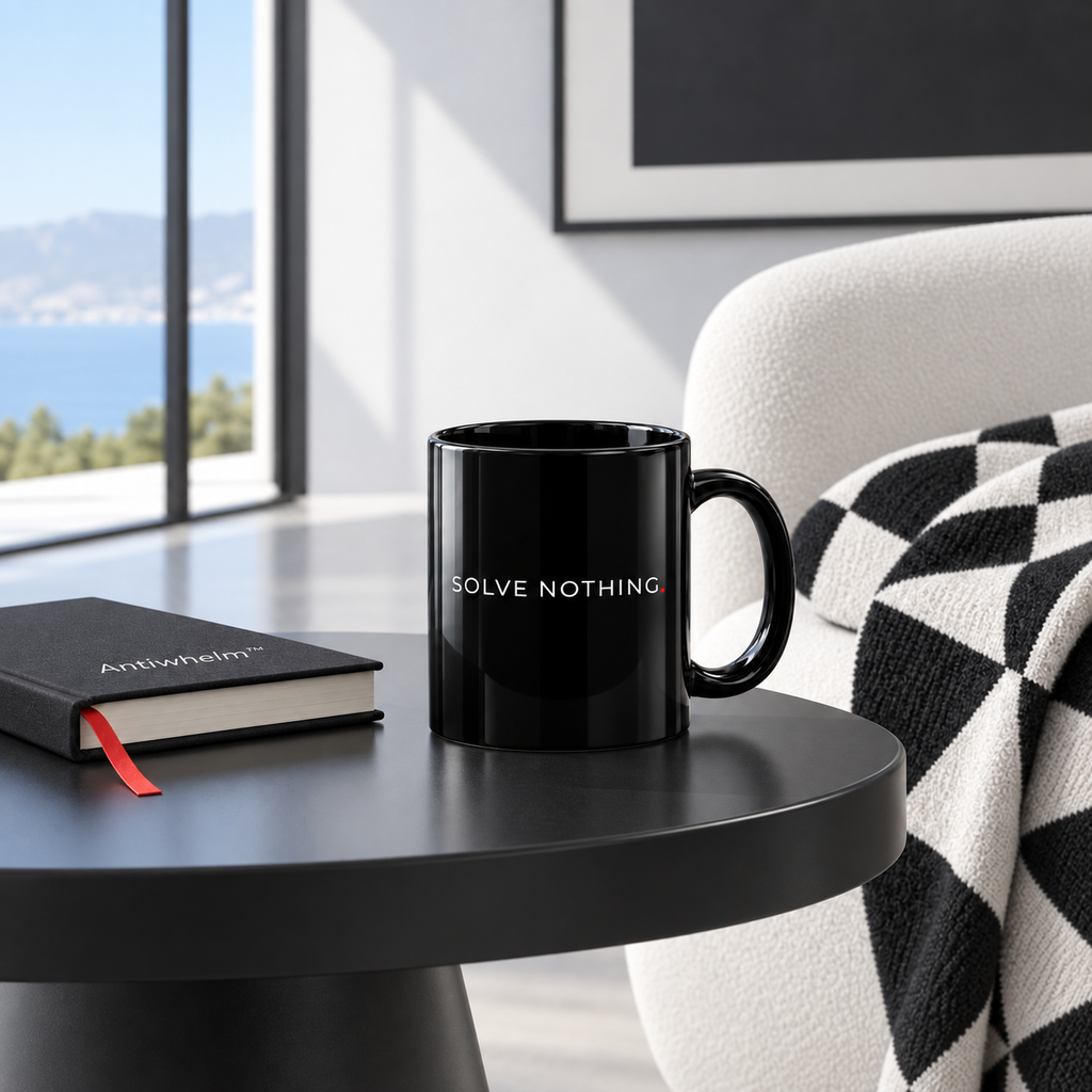 SOLVE NOTHING™ Black Coffee Mug (11 oz) | Antiwhelm™