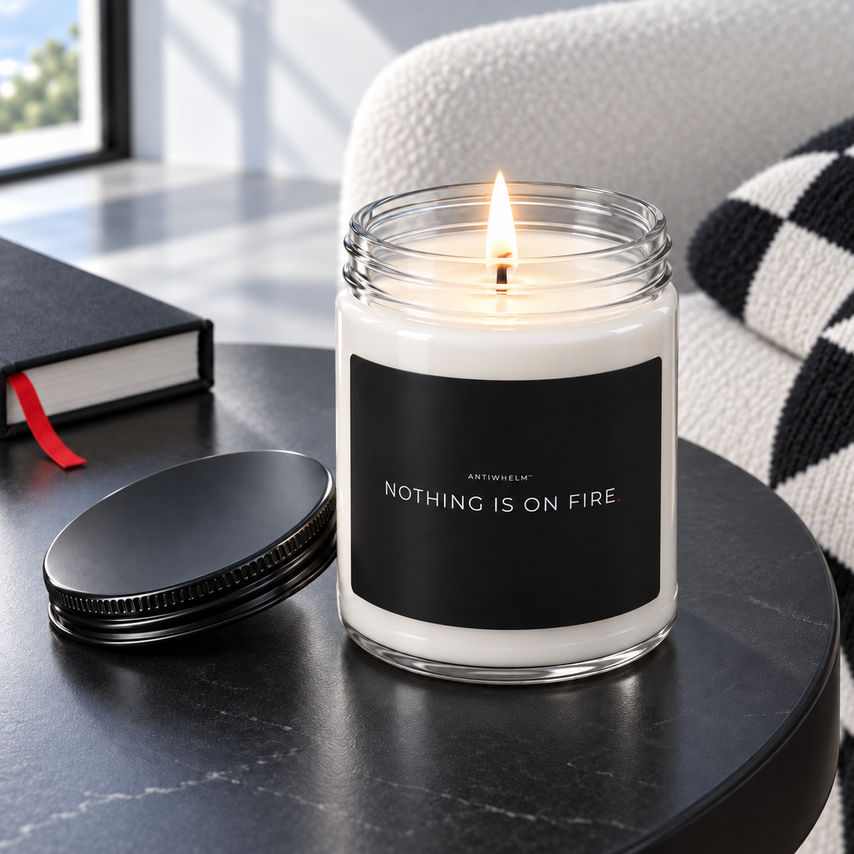 NOTHING IS ON FIRE™ Clean Cotton Soy Candle (9 oz) | Antiwhelm™